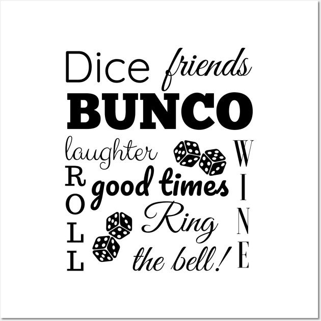 Bunco Night Word Cloud Fun Dice Game Night Shirt Hoodie Sweatshirt Wall Art by MalibuSun